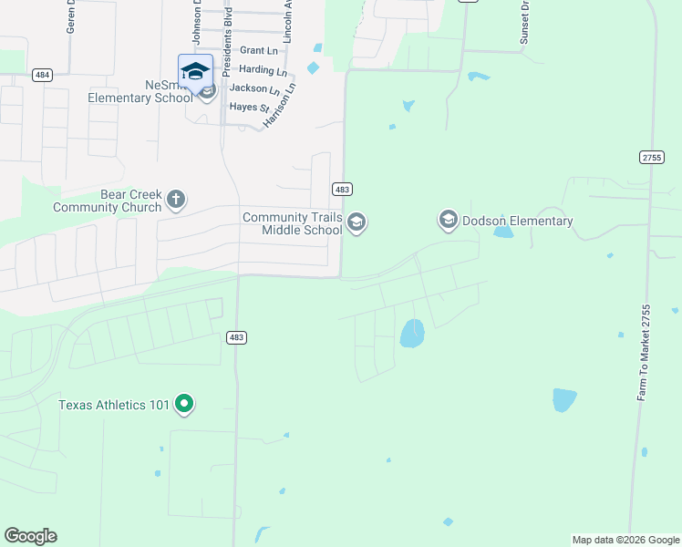 map of restaurants, bars, coffee shops, grocery stores, and more near 10719 County Road 483 in Lavon