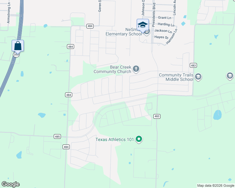 map of restaurants, bars, coffee shops, grocery stores, and more near 10865 Co Road 484 in Lavon