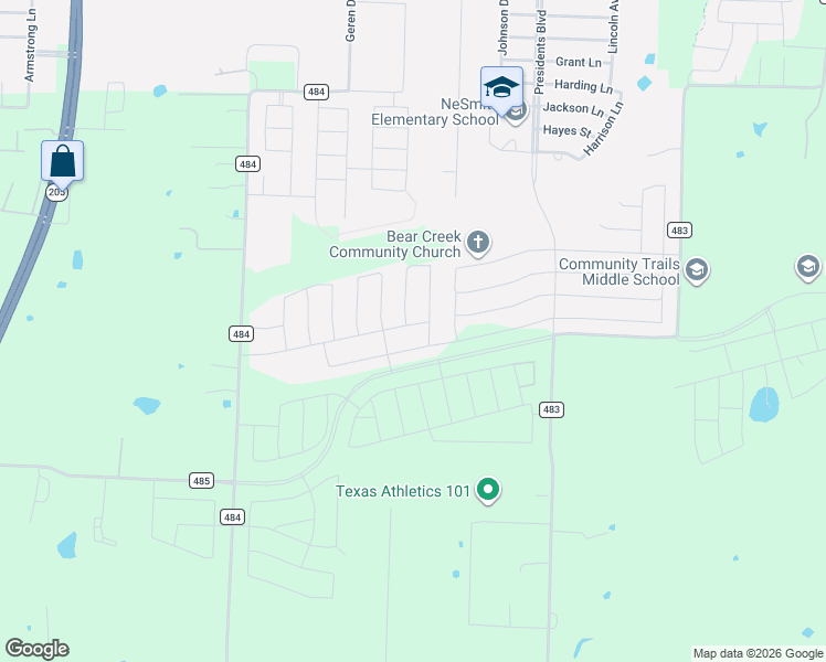 map of restaurants, bars, coffee shops, grocery stores, and more near 10865 Co Road 484 in Lavon