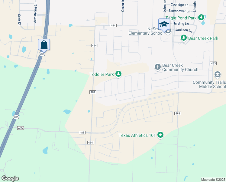 map of restaurants, bars, coffee shops, grocery stores, and more near 796 Crestridge Drive in Lavon
