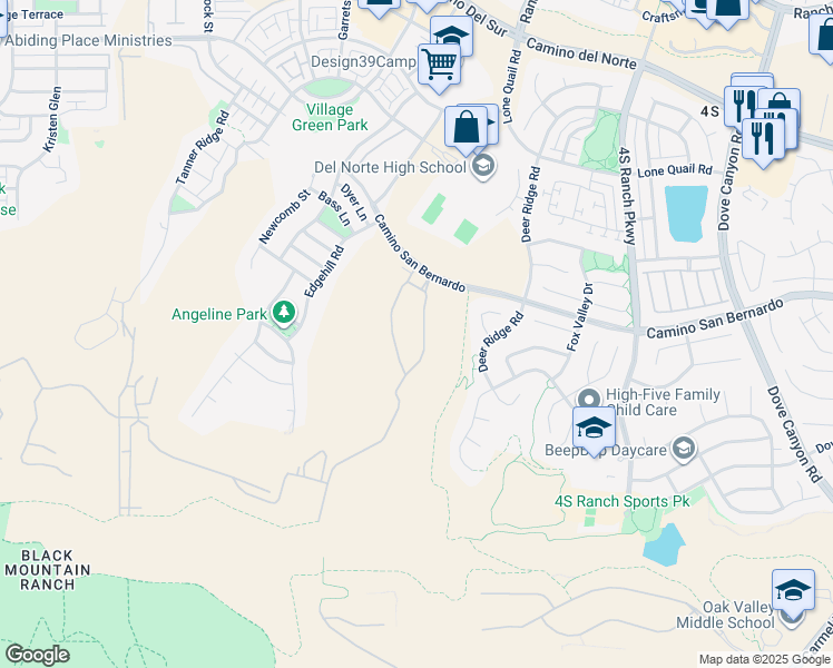 map of restaurants, bars, coffee shops, grocery stores, and more near 16222 Veridian Circle in San Diego