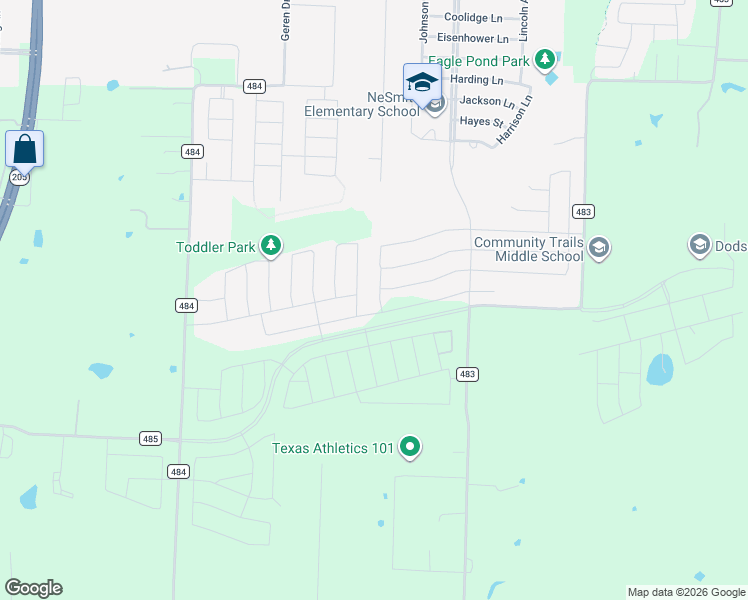 map of restaurants, bars, coffee shops, grocery stores, and more near 11272 County Road 483 in Lavon