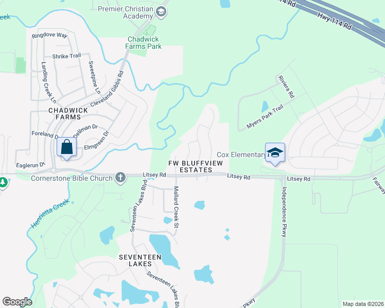 map of restaurants, bars, coffee shops, grocery stores, and more near 15413 Bluffdale Drive in Roanoke