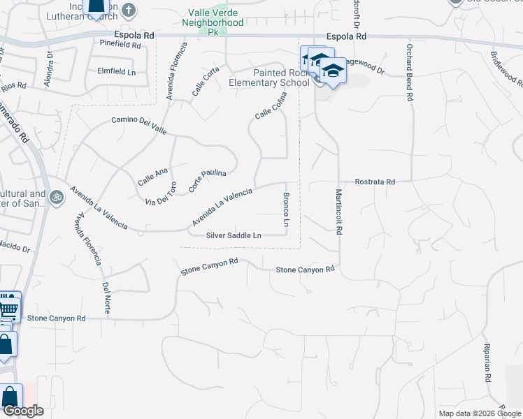 map of restaurants, bars, coffee shops, grocery stores, and more near 13311 Bronco Way in Poway