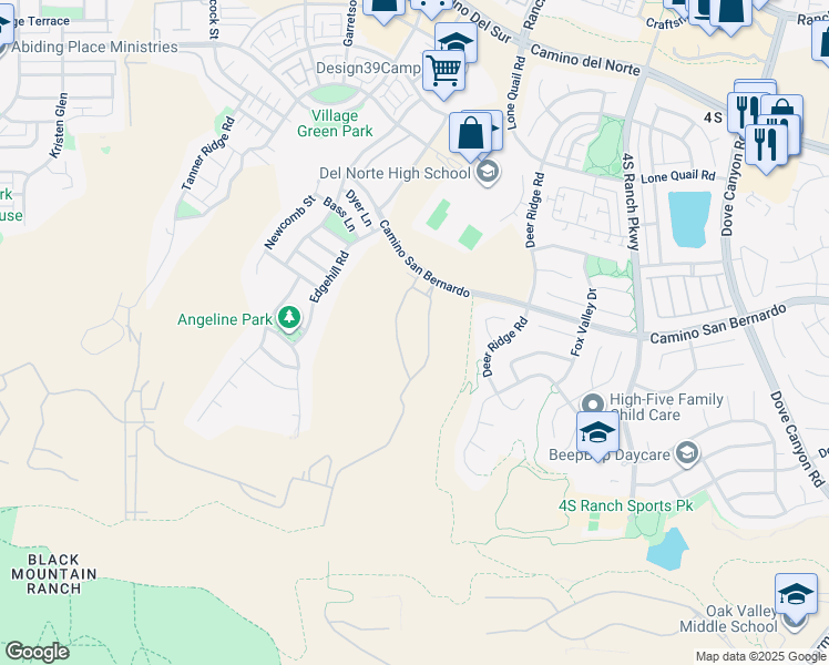 map of restaurants, bars, coffee shops, grocery stores, and more near 16447 Veridian Circle in San Diego