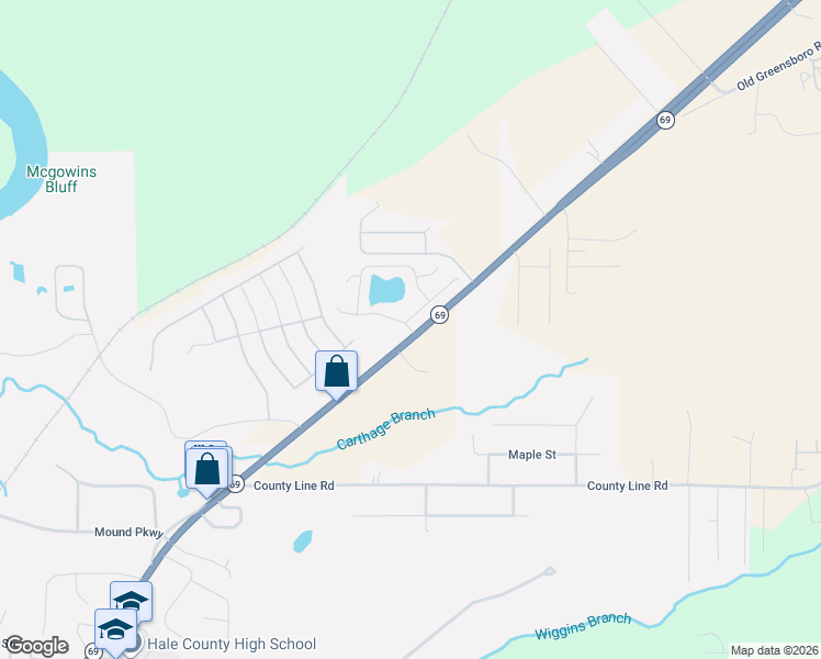 map of restaurants, bars, coffee shops, grocery stores, and more near 12316 Waterbury Drive in Moundville