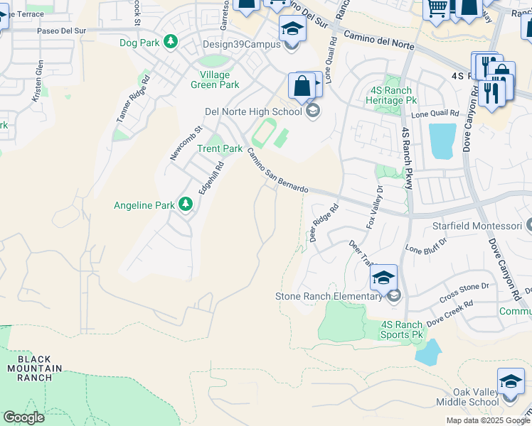 map of restaurants, bars, coffee shops, grocery stores, and more near 16098 Veridian Circle in San Diego