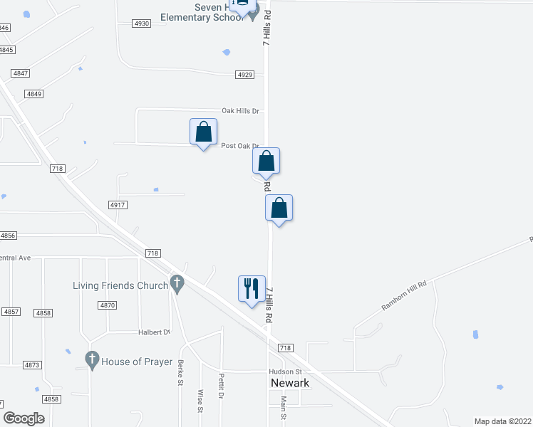 map of restaurants, bars, coffee shops, grocery stores, and more near 1572 Farm to Market Road 3433 in Newark