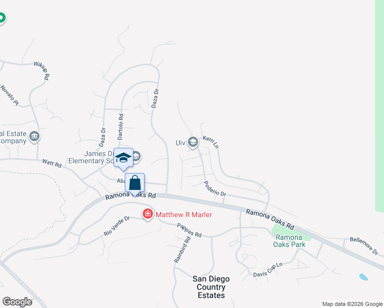 map of restaurants, bars, coffee shops, grocery stores, and more near 25119 Como Esta Court in Ramona