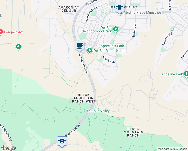 map of restaurants, bars, coffee shops, grocery stores, and more near 8457 Lower Scarborough Court in San Diego