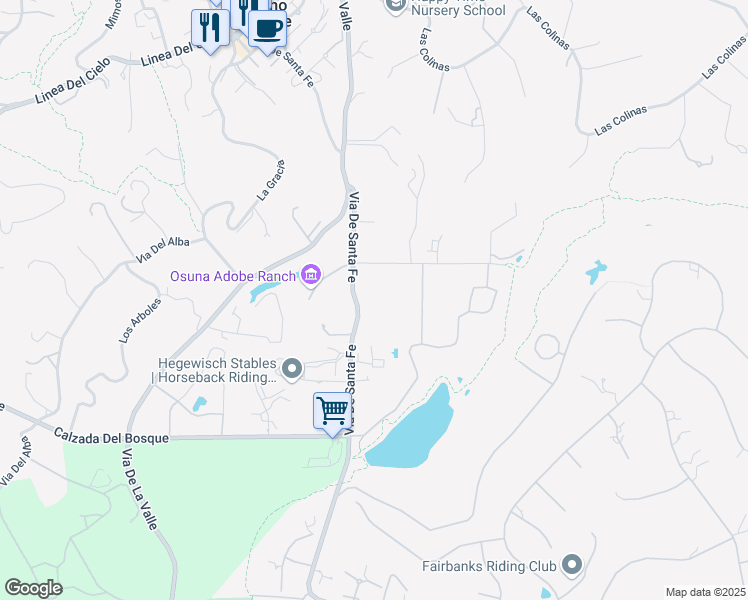 map of restaurants, bars, coffee shops, grocery stores, and more near 16409 Via De Santa Fe in Rancho Santa Fe