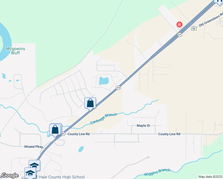 map of restaurants, bars, coffee shops, grocery stores, and more near 16442 Waterbury Lane in Moundville