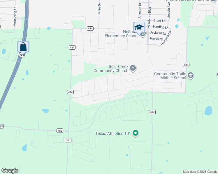 map of restaurants, bars, coffee shops, grocery stores, and more near 565 Mustang Court in Lavon