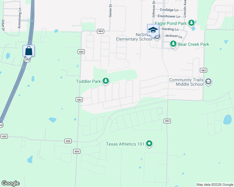 map of restaurants, bars, coffee shops, grocery stores, and more near 767 Camden Drive in Lavon