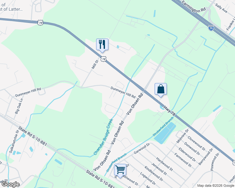 map of restaurants, bars, coffee shops, grocery stores, and more near 3010 December Lane in Ladson