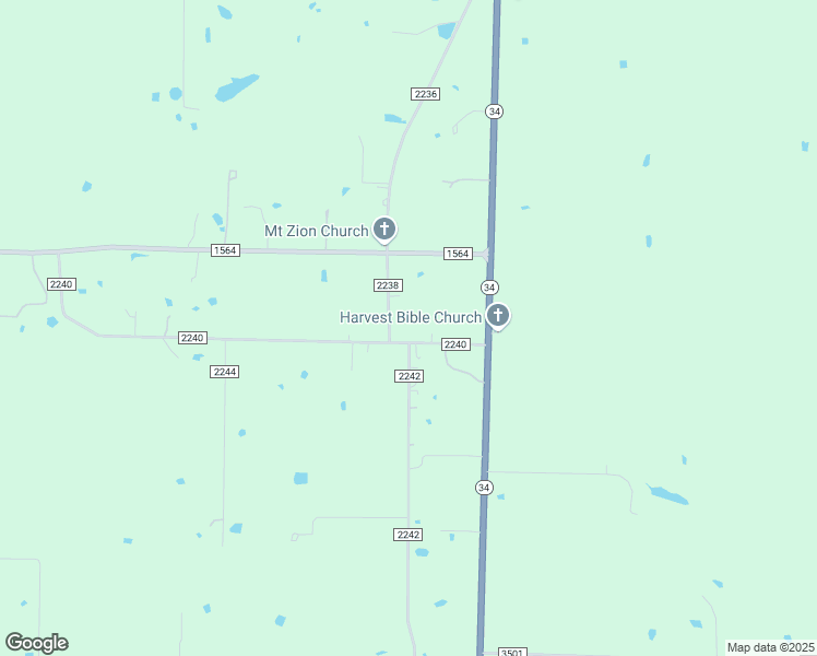 map of restaurants, bars, coffee shops, grocery stores, and more near 194 County Road 2240 in Greenville