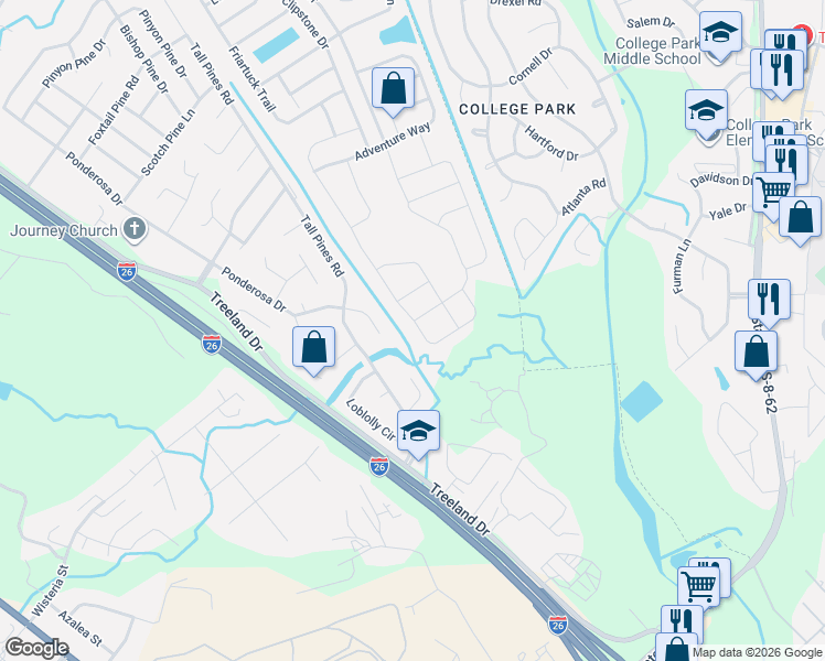 map of restaurants, bars, coffee shops, grocery stores, and more near 1344 Discovery Drive in Ladson