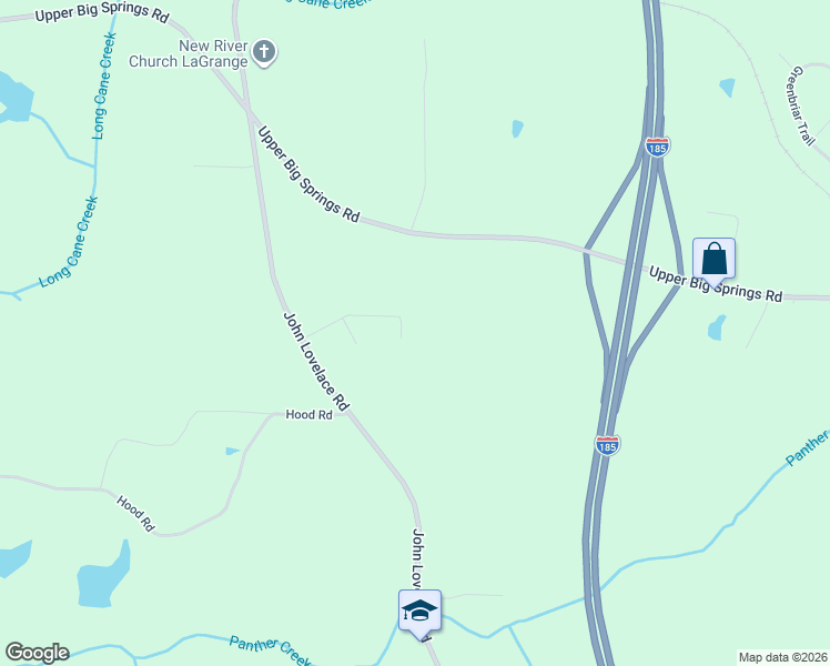 map of restaurants, bars, coffee shops, grocery stores, and more near 121 Wexford Drive in LaGrange