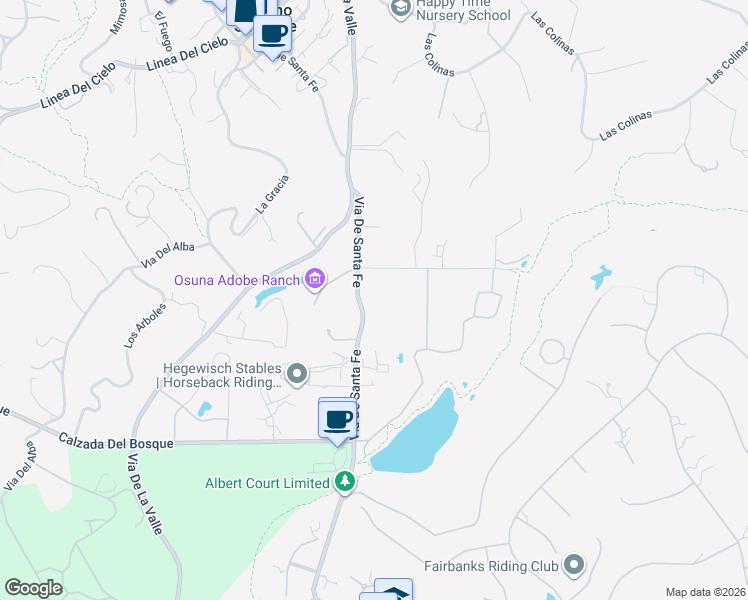 map of restaurants, bars, coffee shops, grocery stores, and more near 16409 Via De Santa Fe in Rancho Santa Fe