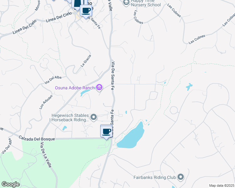 map of restaurants, bars, coffee shops, grocery stores, and more near 16409 Via De Santa Fe in Rancho Santa Fe