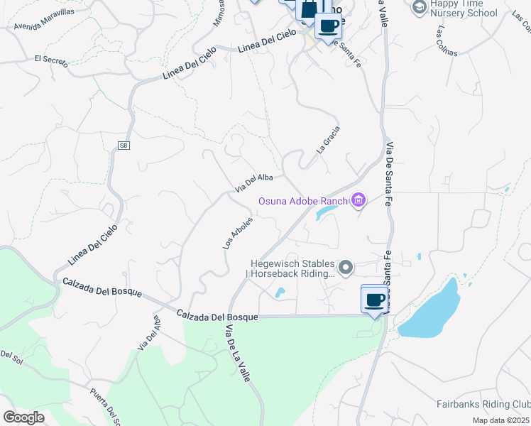 map of restaurants, bars, coffee shops, grocery stores, and more near 16337 Los Arboles in Rancho Santa Fe