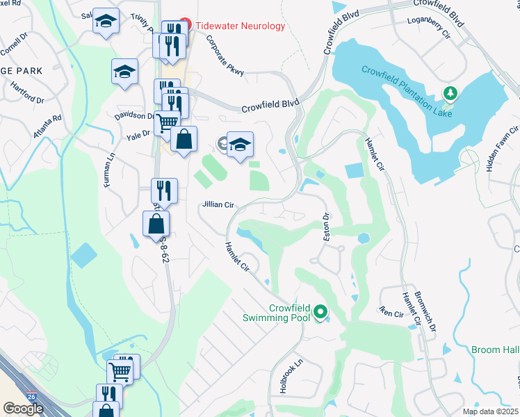 map of restaurants, bars, coffee shops, grocery stores, and more near 100 Sutton Lane in Goose Creek