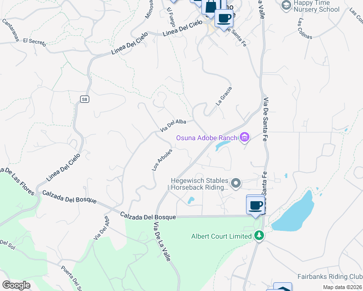 map of restaurants, bars, coffee shops, grocery stores, and more near 16337 Los Arboles in Rancho Santa Fe