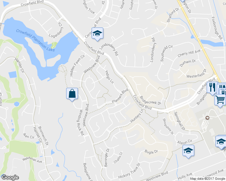 map of restaurants, bars, coffee shops, grocery stores, and more near 62 Indigo Lane in Goose Creek