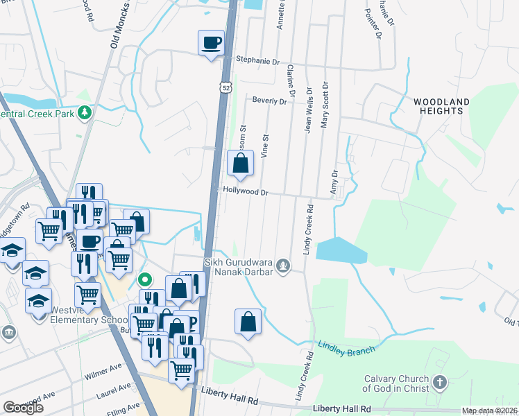 map of restaurants, bars, coffee shops, grocery stores, and more near 133 Kathryn Drive in Goose Creek