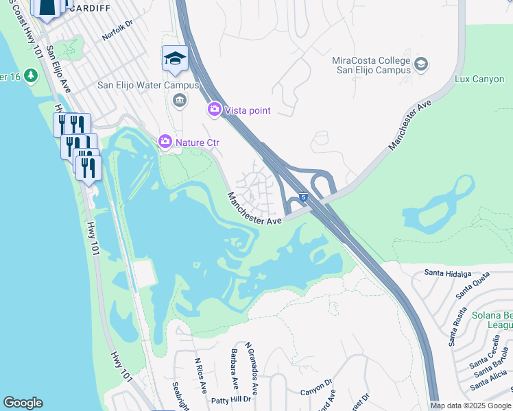 map of restaurants, bars, coffee shops, grocery stores, and more near 2920 Cape Sebastian Place in Encinitas