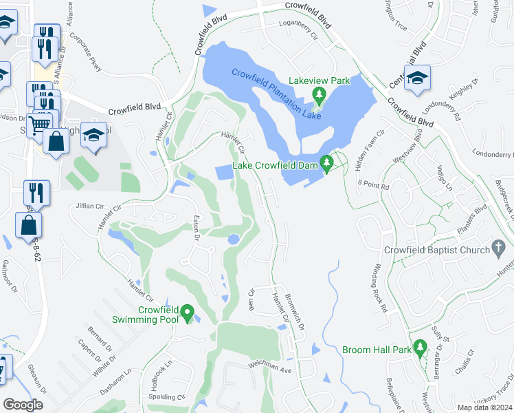 map of restaurants, bars, coffee shops, grocery stores, and more near 765 Hamlet Circle in Goose Creek