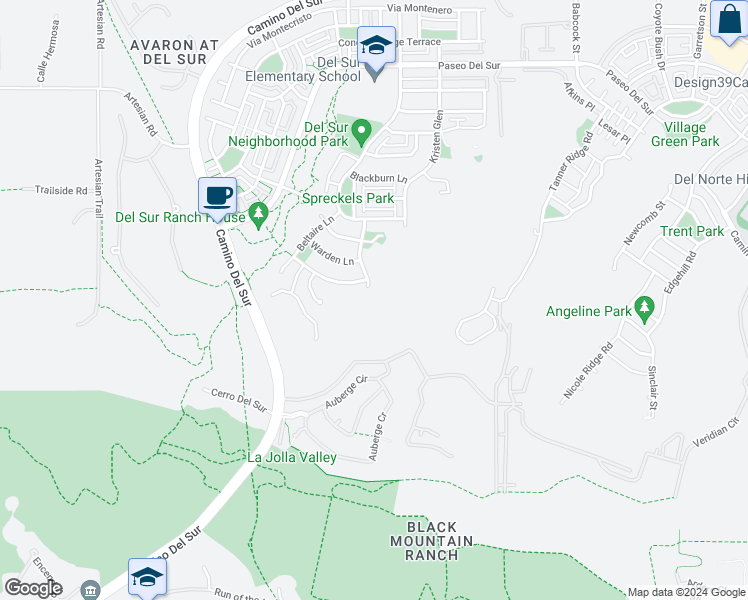 map of restaurants, bars, coffee shops, grocery stores, and more near 15617 South Chevy Chase in San Diego