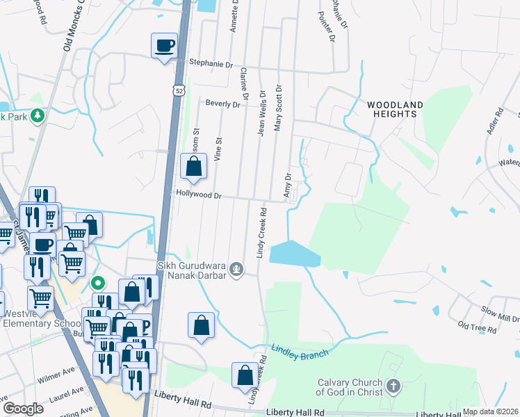 map of restaurants, bars, coffee shops, grocery stores, and more near 231 Lindy Creek Road in Goose Creek