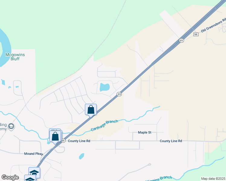 map of restaurants, bars, coffee shops, grocery stores, and more near 16431 Waterbury Lane in Moundville