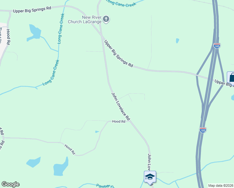 map of restaurants, bars, coffee shops, grocery stores, and more near 229 John Lovelace Road in LaGrange