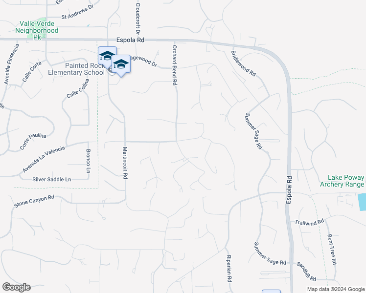 map of restaurants, bars, coffee shops, grocery stores, and more near 16355 Orchard Bend Road in Poway