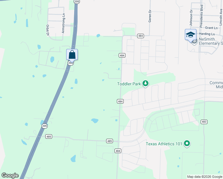 map of restaurants, bars, coffee shops, grocery stores, and more near 10690 County Road 484 in Lavon