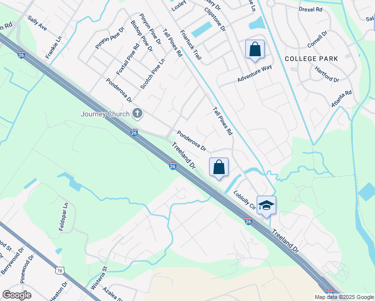 map of restaurants, bars, coffee shops, grocery stores, and more near Growden Lane in Ladson