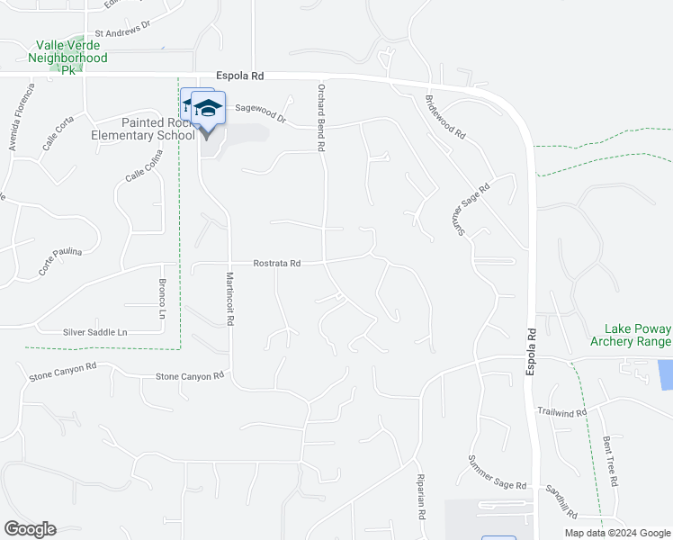 map of restaurants, bars, coffee shops, grocery stores, and more near 16355 Orchard Bend Road in Poway