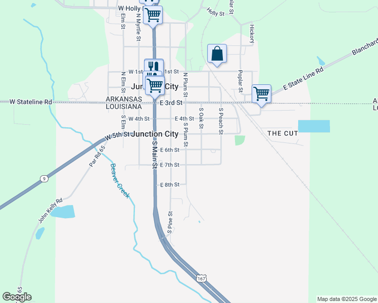 map of restaurants, bars, coffee shops, grocery stores, and more near 400-498 S Plum St in Junction City