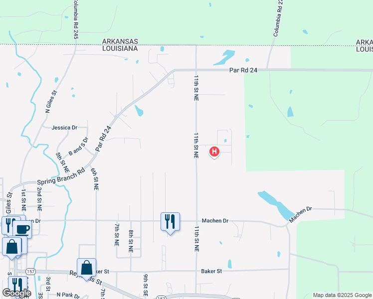 map of restaurants, bars, coffee shops, grocery stores, and more near 394 11th Street Northeast in Springhill