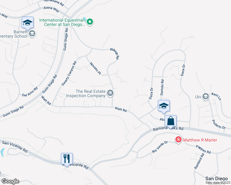 map of restaurants, bars, coffee shops, grocery stores, and more near 16245 Wikiup Road in Ramona