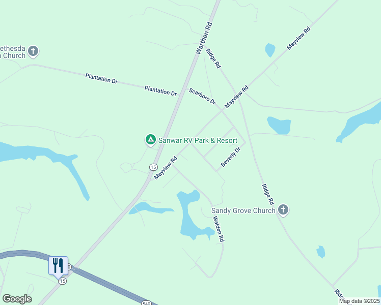 map of restaurants, bars, coffee shops, grocery stores, and more near 1140 Mayview Road in Sandersville