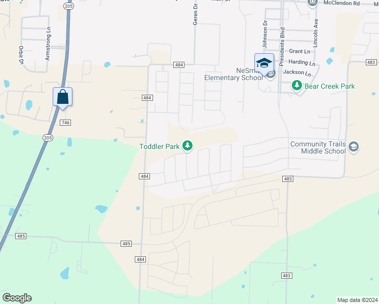 map of restaurants, bars, coffee shops, grocery stores, and more near in Lavon