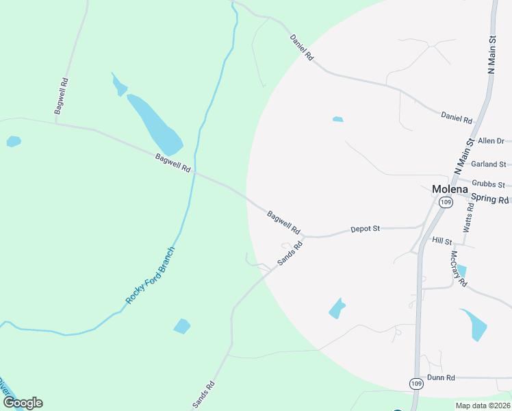 map of restaurants, bars, coffee shops, grocery stores, and more near 4126 Bagwell Road in Molena