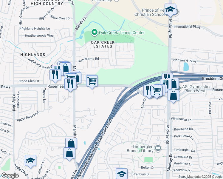 map of restaurants, bars, coffee shops, grocery stores, and more near in Dallas