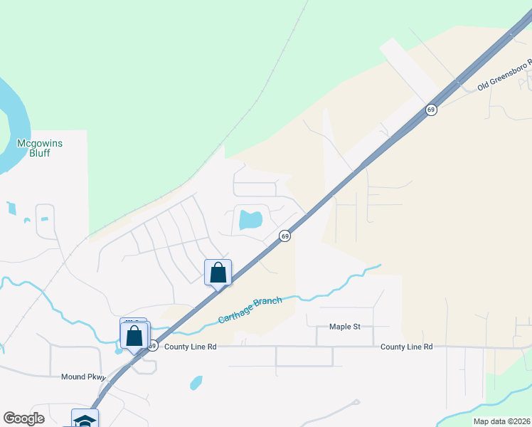 map of restaurants, bars, coffee shops, grocery stores, and more near 12320 South Pointe Drive in Moundville