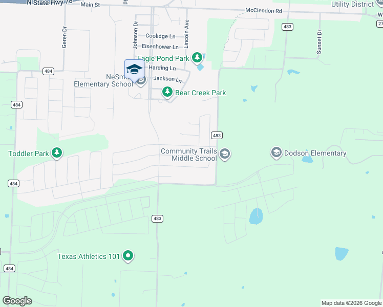map of restaurants, bars, coffee shops, grocery stores, and more near 10122-11272 County Road 483 in Lavon
