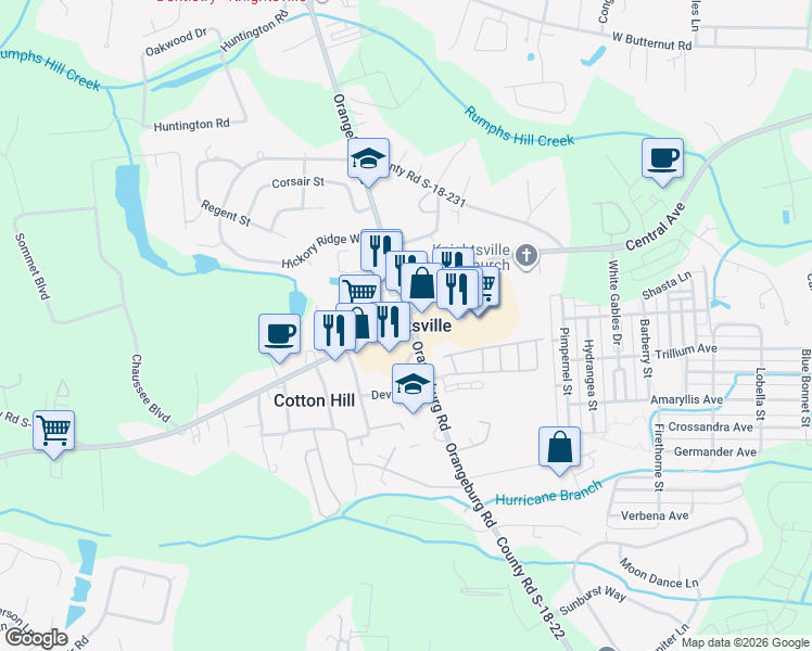 map of restaurants, bars, coffee shops, grocery stores, and more near in Knightsville
