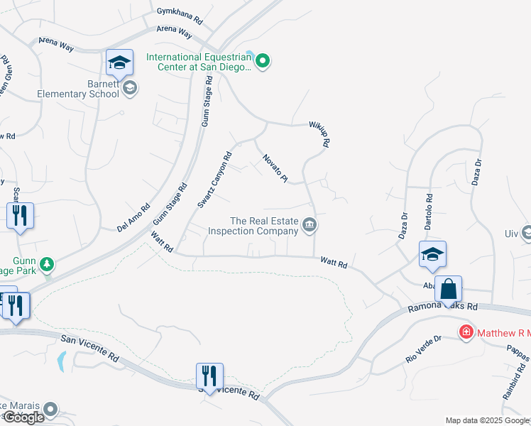 map of restaurants, bars, coffee shops, grocery stores, and more near 24513 Tesoro Way in Ramona
